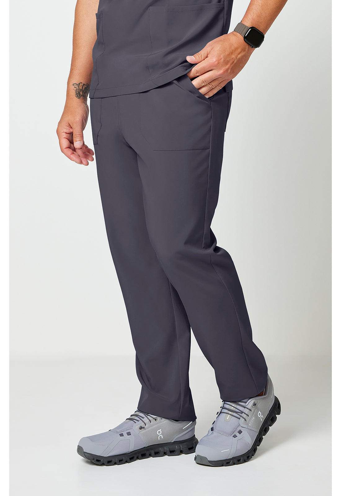 EDS Essentials DK019 Unisex Unisex Natural Rise Tapered Leg Scrub Pants Pewter