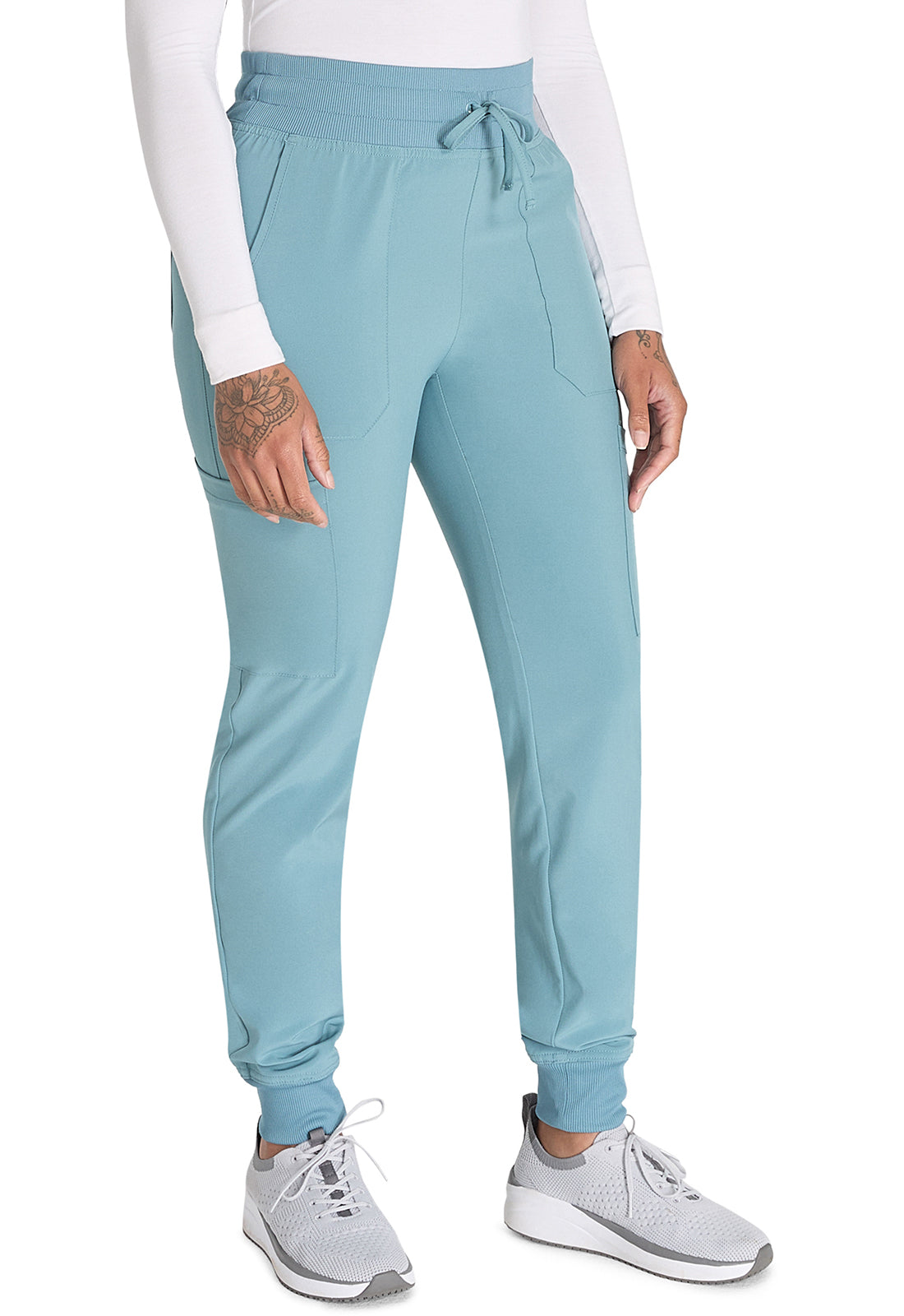 EDS Essentials DK065 Mid Rise Jogger Mineral Blue Model Image Left Side | Dickies