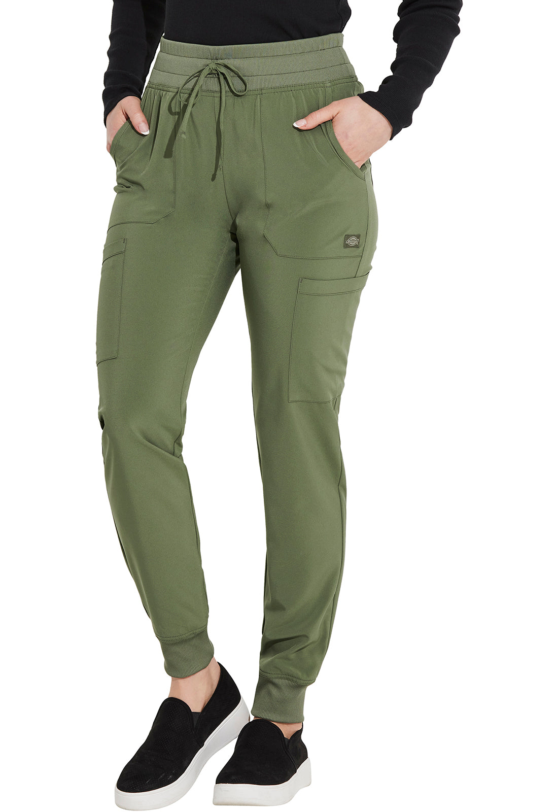 EDS Essentials DK065 Mid Rise Jogger Olive Model Image Right Side | Dickies