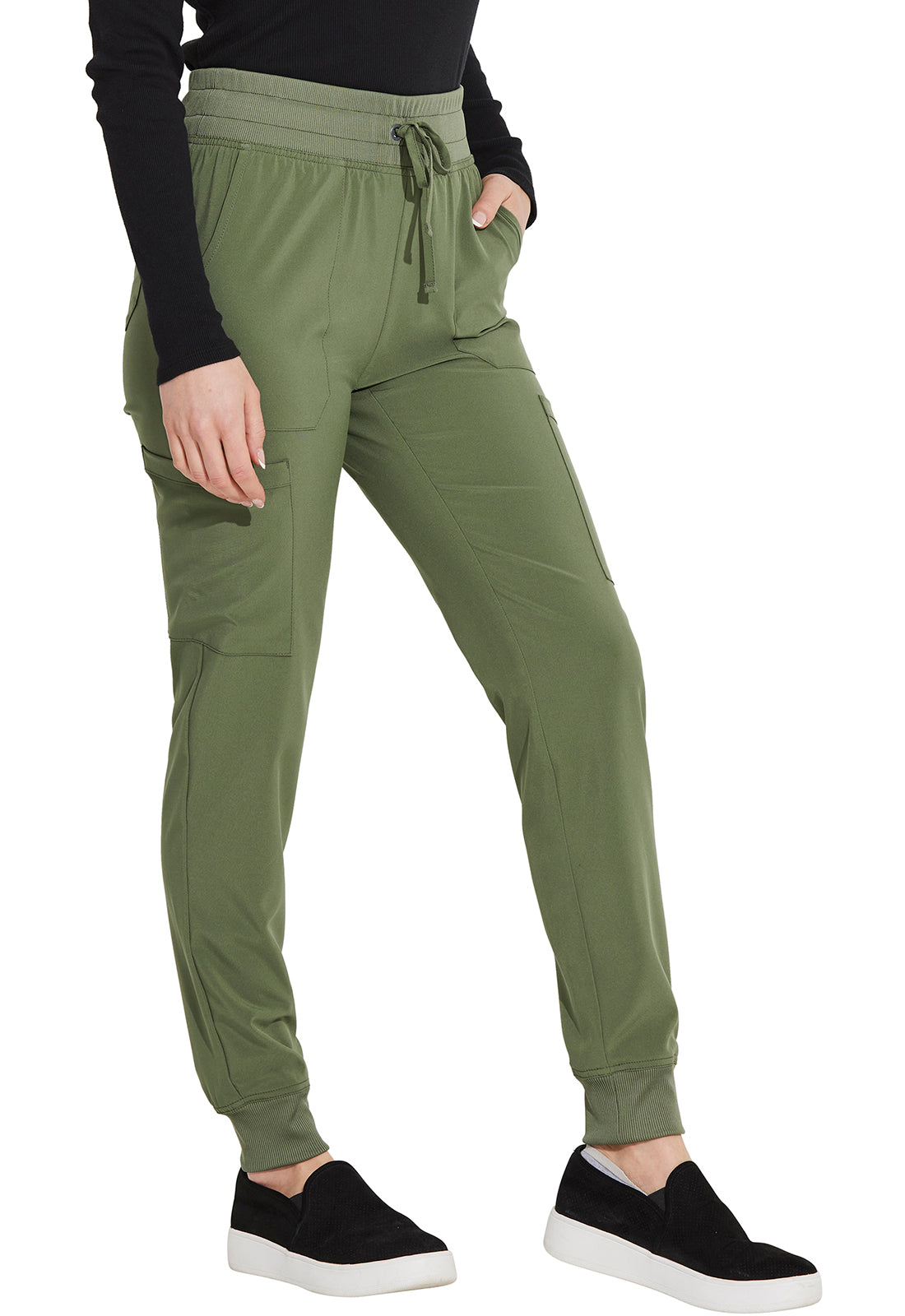 EDS Essentials DK065 Mid Rise Jogger Olive Model Image Left Side | Dickies