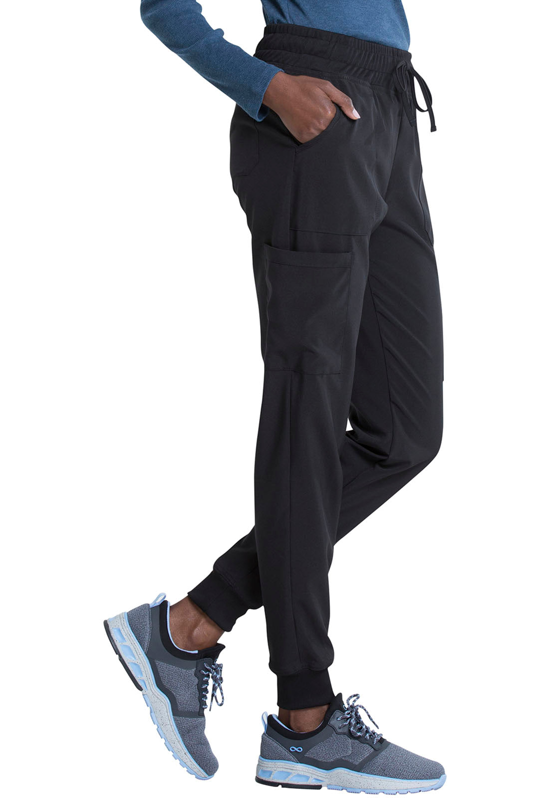 EDS Essentials DK065 Mid Rise Jogger Black Model Image Left Side | Dickies