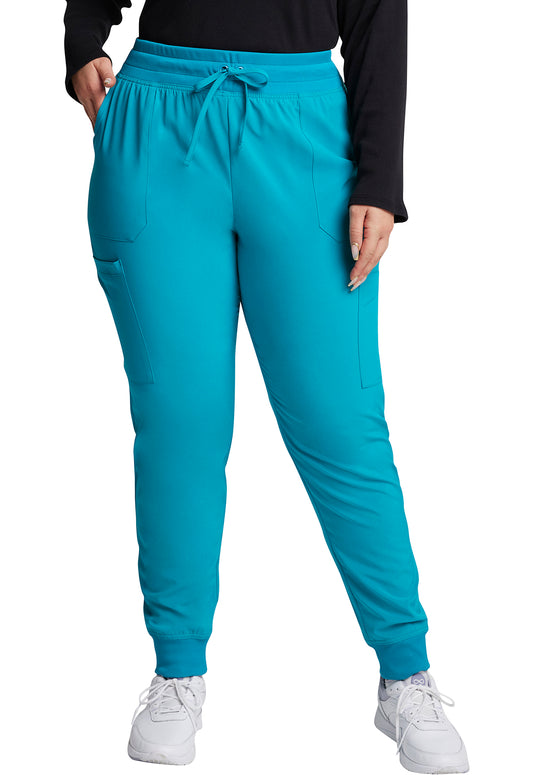 EDS Essentials DK065 Women's Mid Rise Scrub Joggers Teal Blue