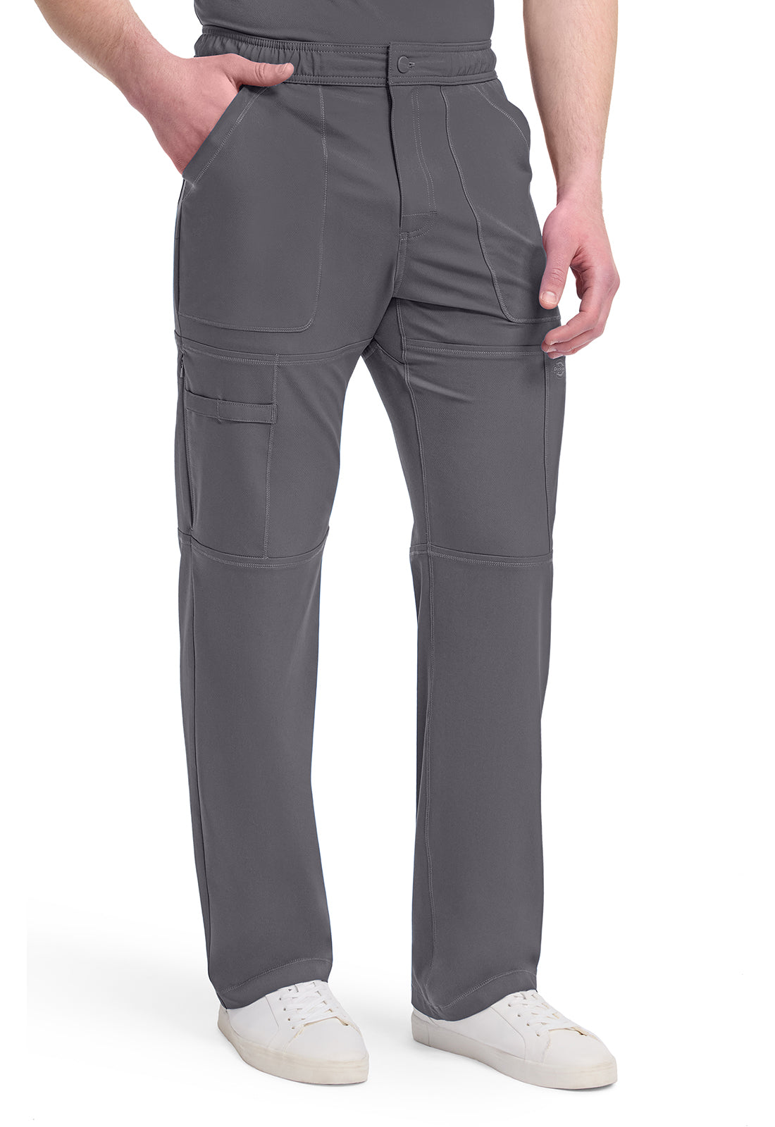 Dynamix DK110 Men's Zip Fly Cargo Scrub Pants Pewter