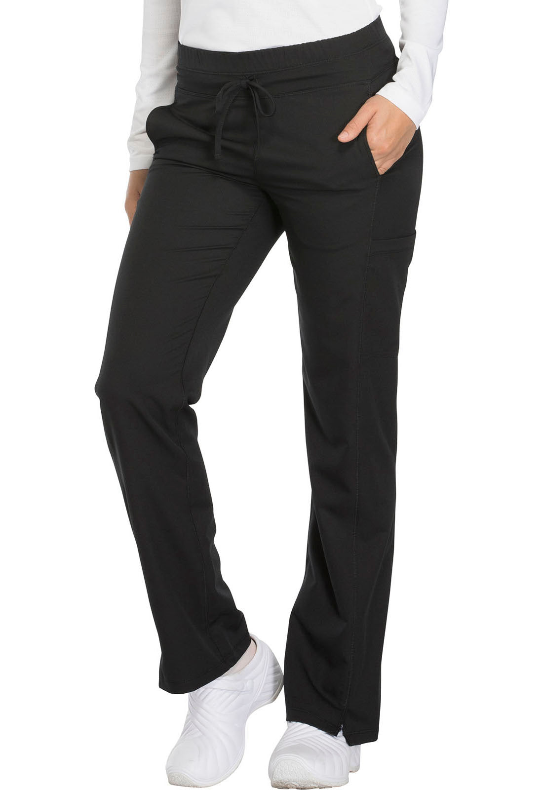 Dynamix DK130 Mid Rise Straight Leg Drawstring Pants Black Model Image Front | Dickies