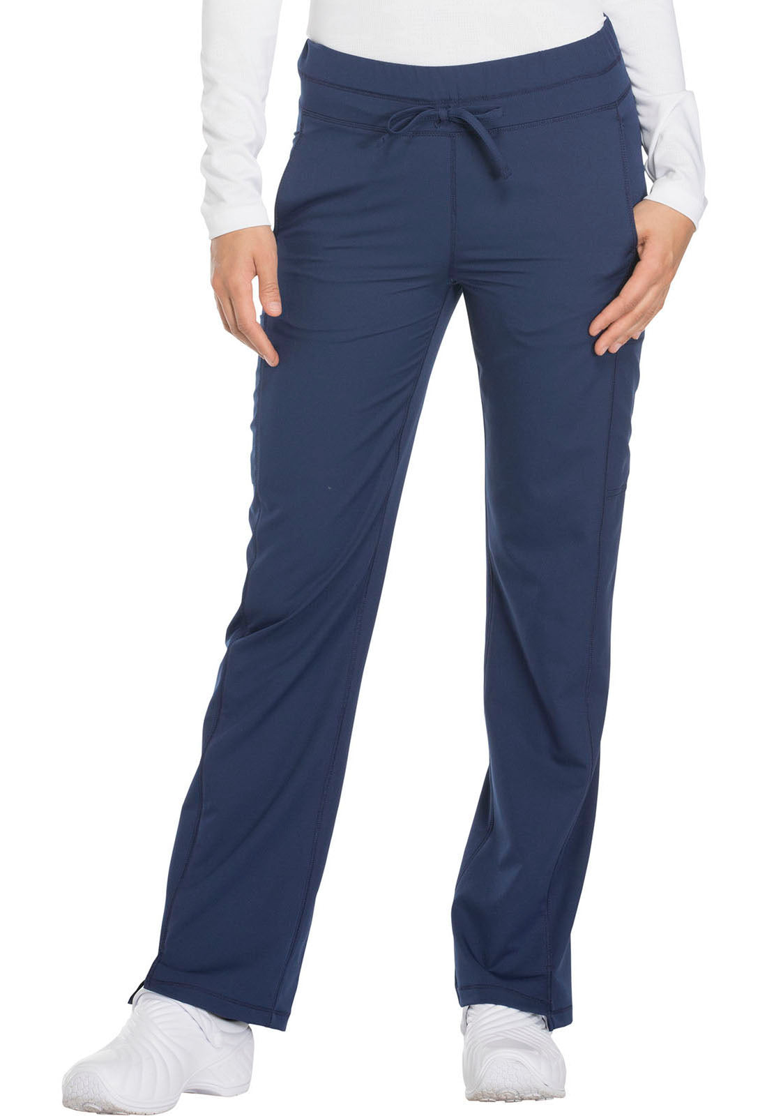 Dynamix DK130 Mid Rise Straight Leg Drawstring Pants Navy Model Image Front | Dickies