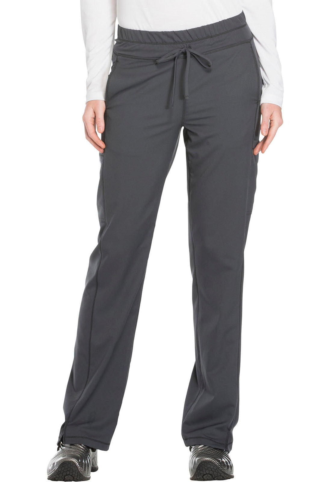 Dynamix DK130 Mid Rise Straight Leg Drawstring Pants Pewter Model Image Front | Dickies