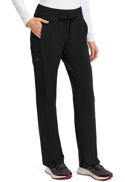 Dynamix DK130 Women's Mid Rise Straight Leg Drawstring Scrub Pants Black
