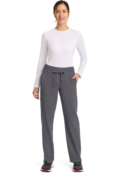 Dynamix DK130 Women's Mid Rise Straight Leg Drawstring Scrub Pants Pewter