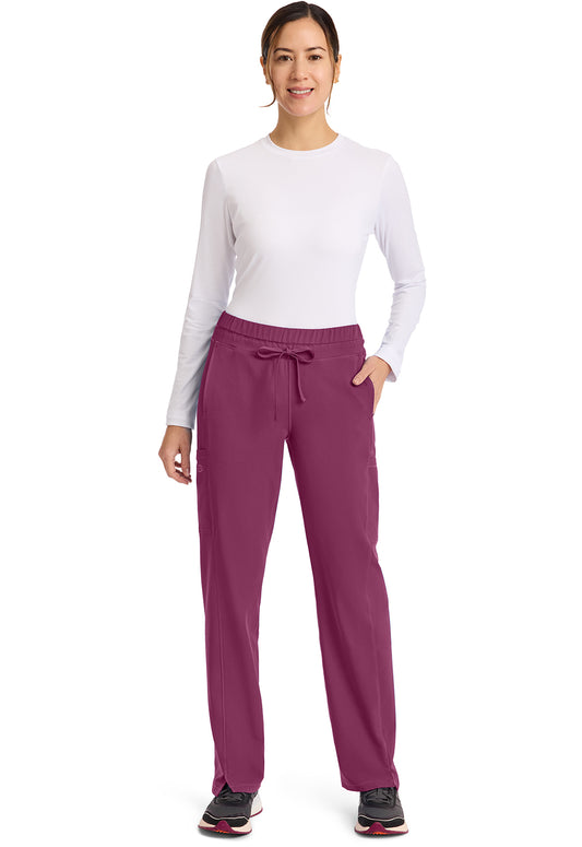 Dynamix DK130 Women's Mid Rise Straight Leg Drawstring Scrub Pants Wine