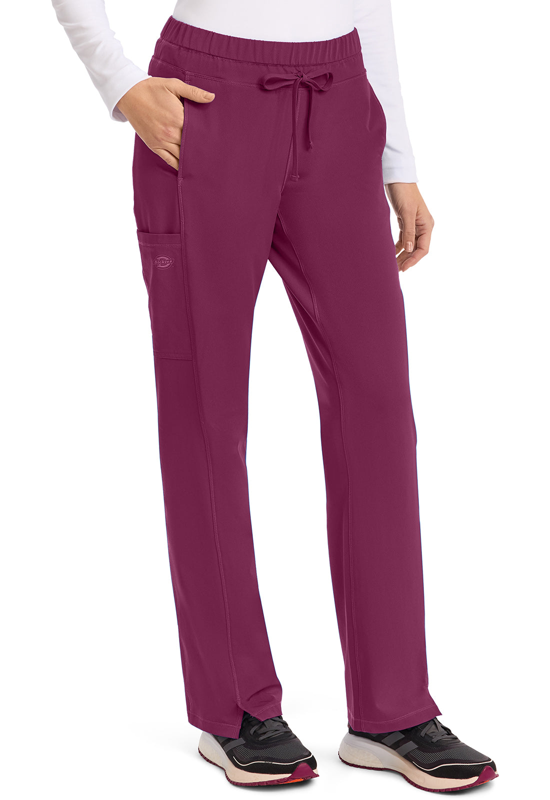Dynamix DK130 Women's Mid Rise Straight Leg Drawstring Scrub Pants Wine