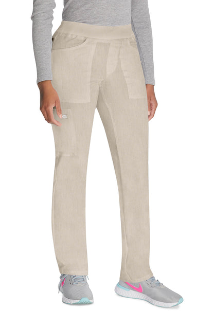 Balance DK135 Mid Rise Tapered Leg Pull-on Pants Heather Blonde Wood Model Image Left Side | Dickies