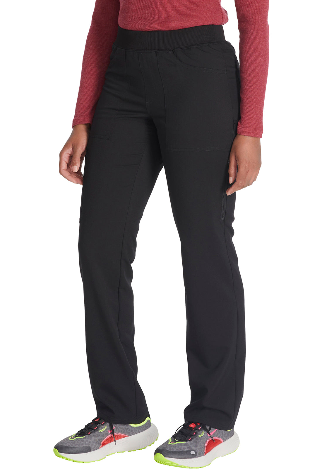 Balance DK135 Mid Rise Tapered Leg Pull-on Pants Black Model Image Right Side | Dickies