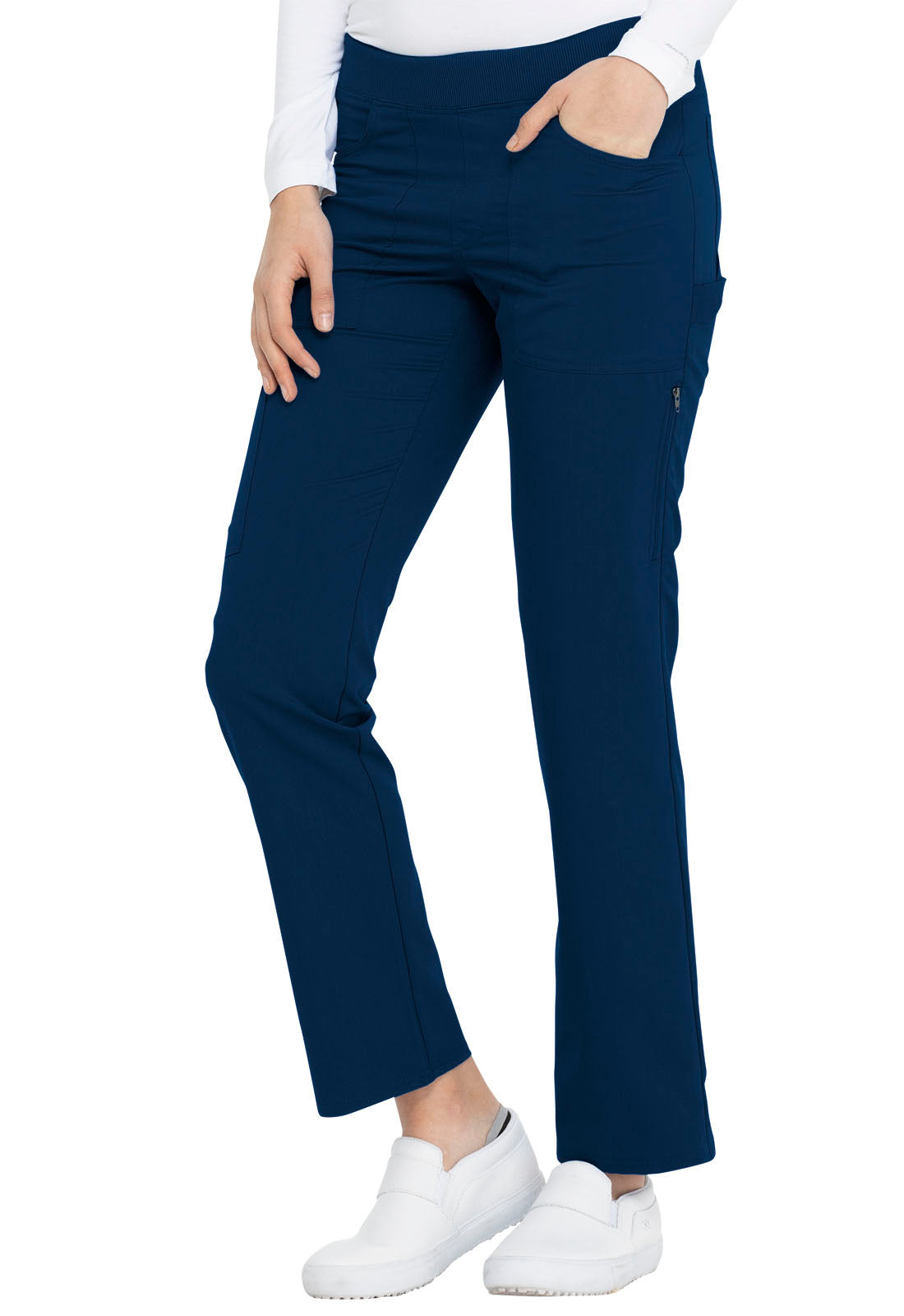 Balance DK135 Mid Rise Tapered Leg Pull-on Pants Navy Model Image Right Side | Dickies