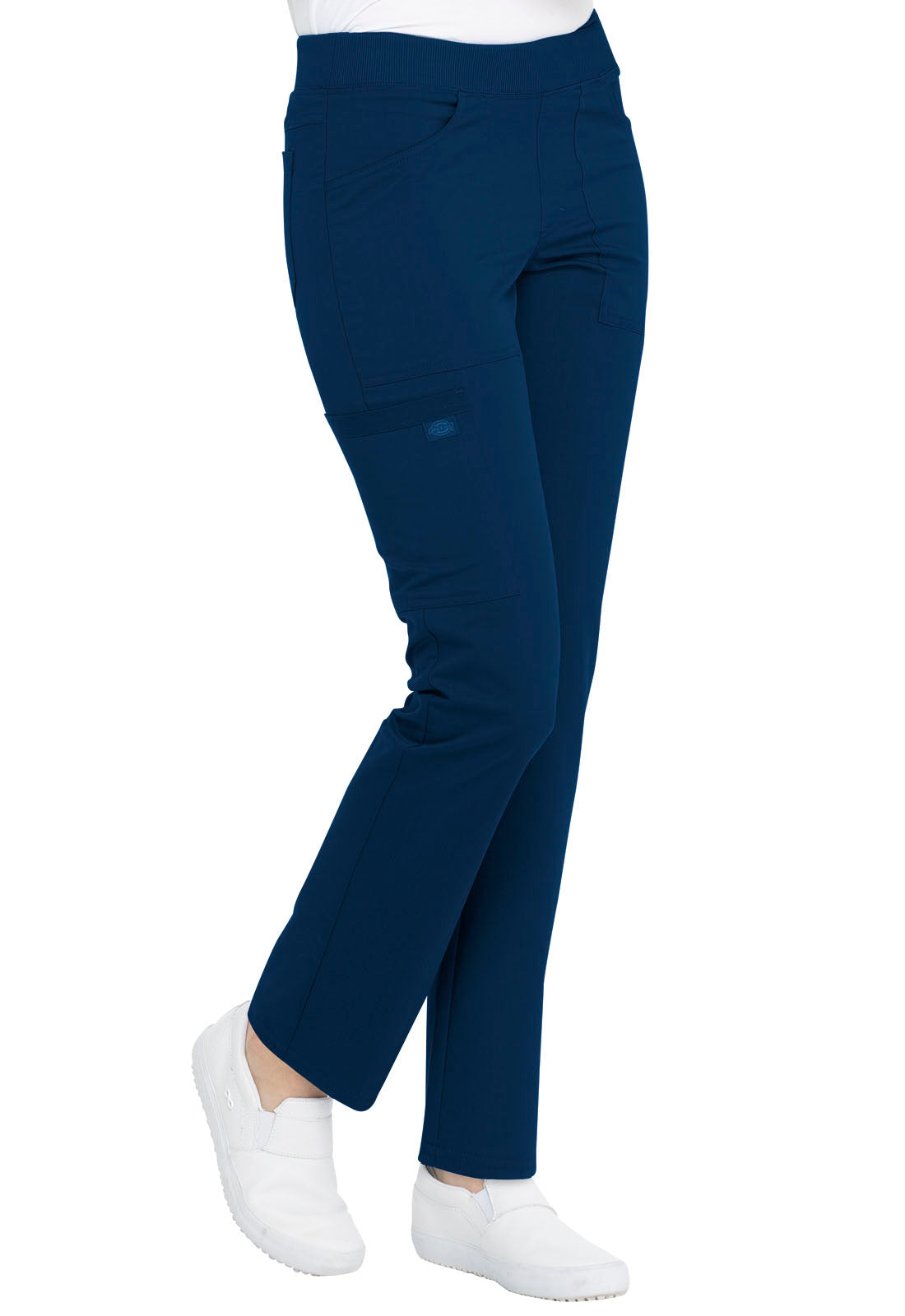 Balance DK135 Mid Rise Tapered Leg Pull-on Pants Navy Model Image Left Side | Dickies