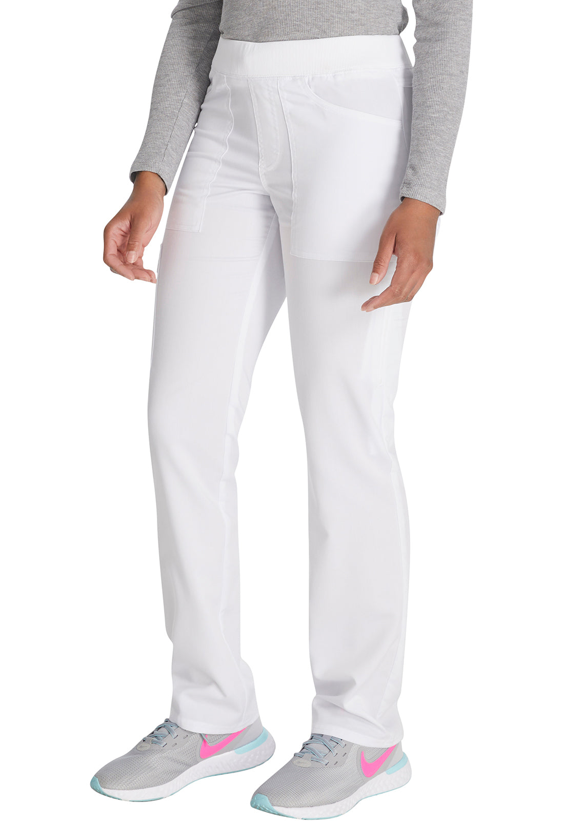 Balance DK135 Mid Rise Tapered Leg Pull-on Pants White Model Image Right Side | Dickies