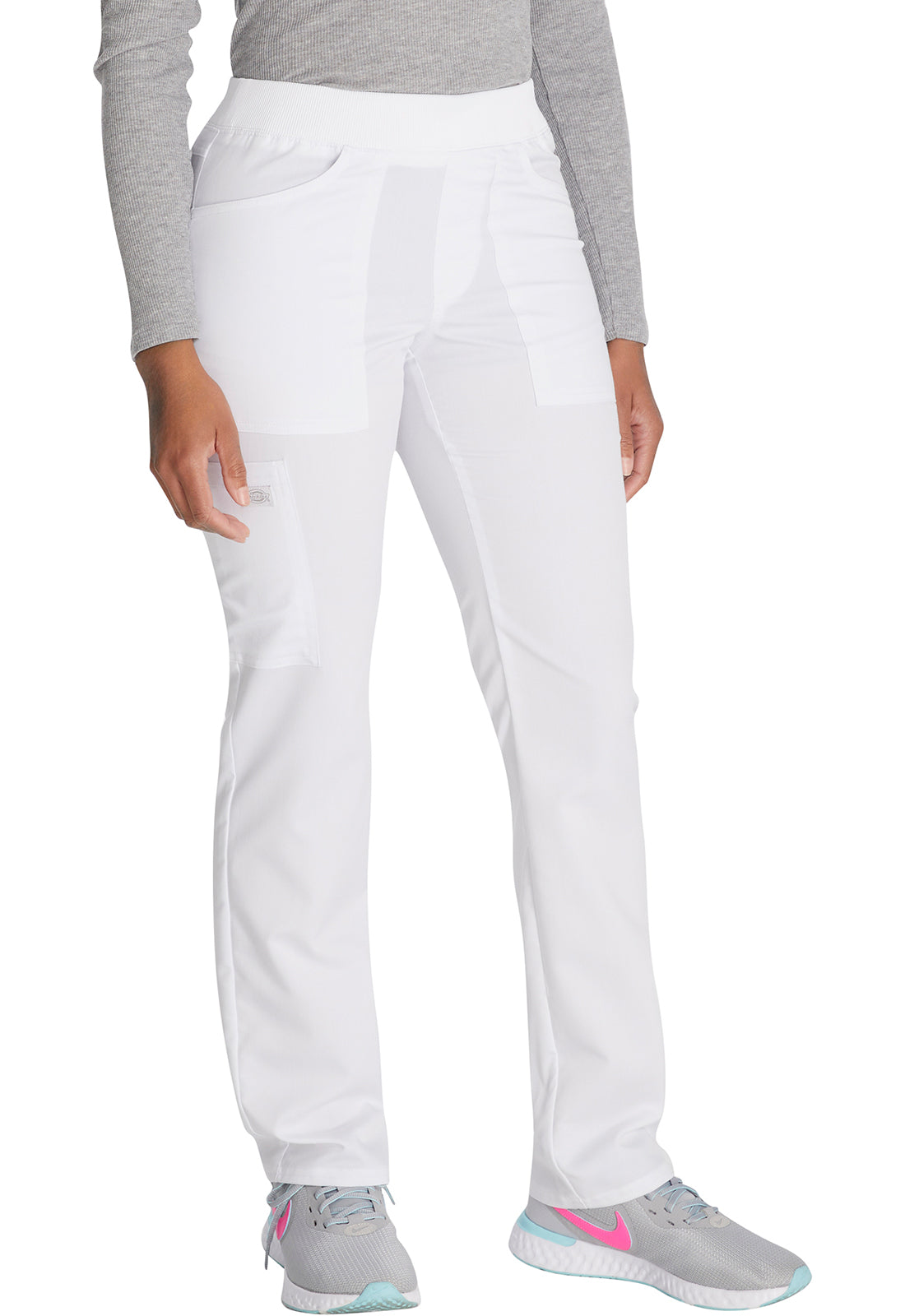 Balance DK135 Mid Rise Tapered Leg Pull-on Pants White Model Image Left Side | Dickies