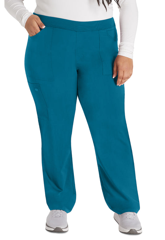 Balance DK135 Women's Mid Rise Tapered Leg Pull-on Scrub Pants Caribbean Blue