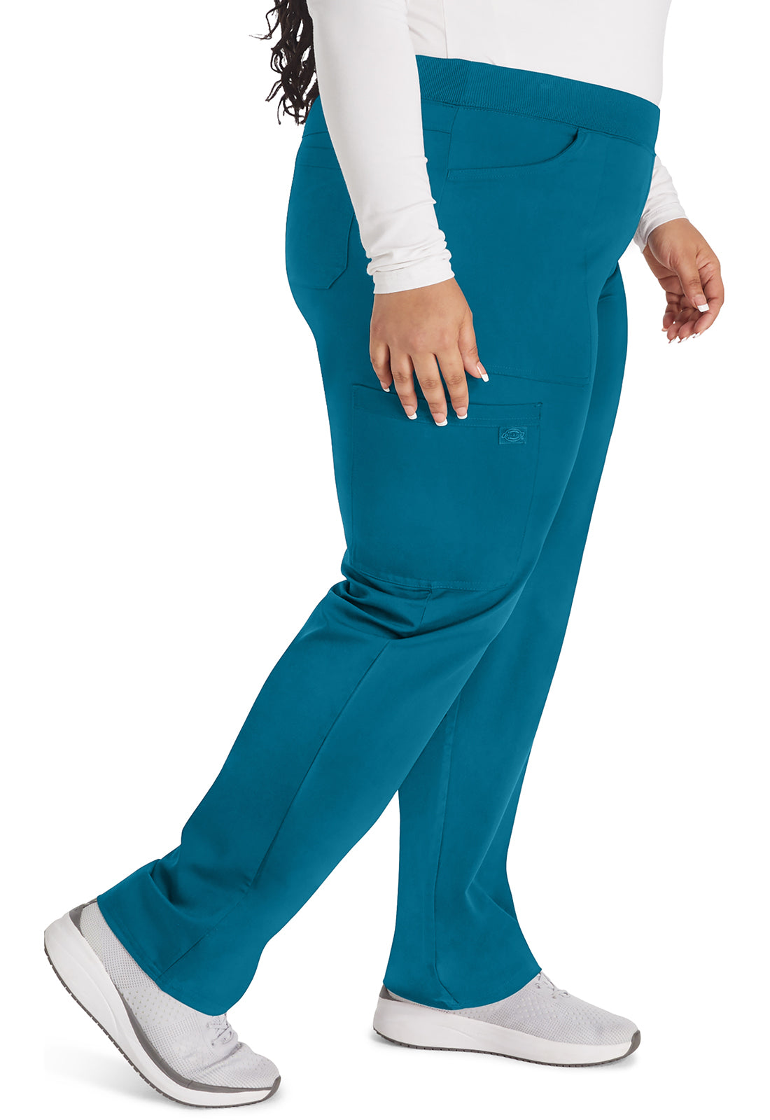 Balance DK135 Women's Mid Rise Tapered Leg Pull-on Scrub Pants Caribbean Blue