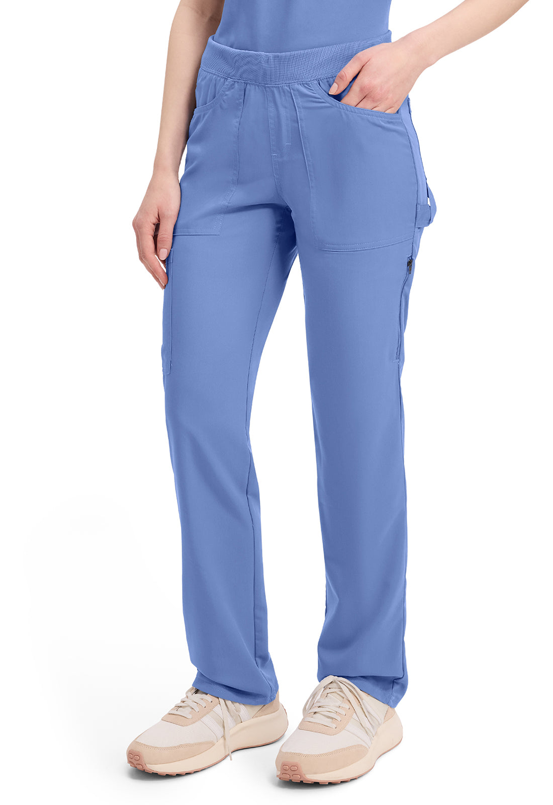 Balance DK135 Women's Mid Rise Tapered Leg Pull-on Scrub Pants Ciel Blue