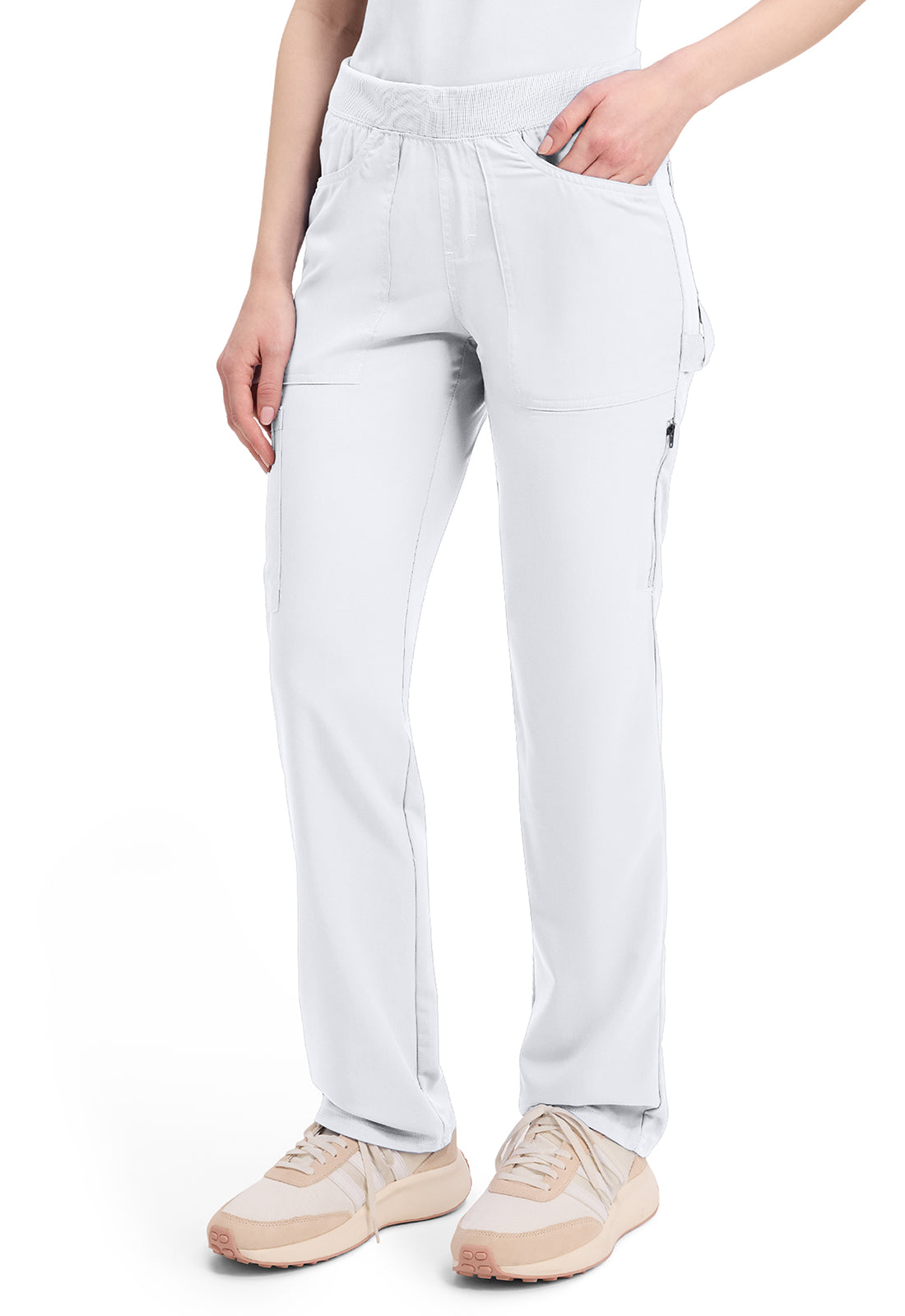 Balance DK135 Women's Mid Rise Tapered Leg Pull-on Scrub Pants White