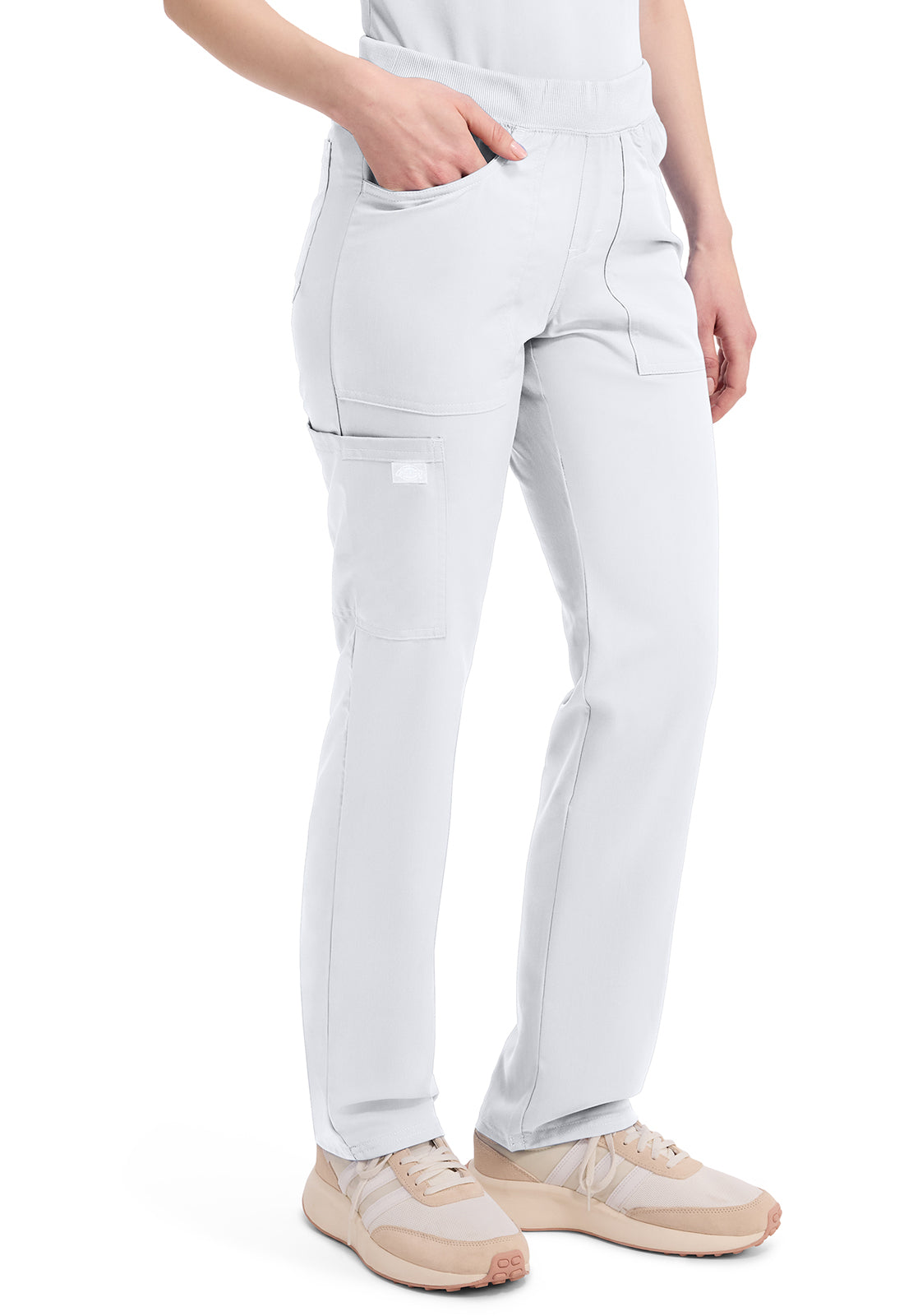 Balance DK135 Women's Mid Rise Tapered Leg Pull-on Scrub Pants White