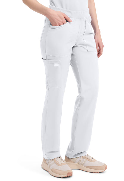 Balance DK135 Women's Mid Rise Tapered Leg Pull-on Scrub Pants White