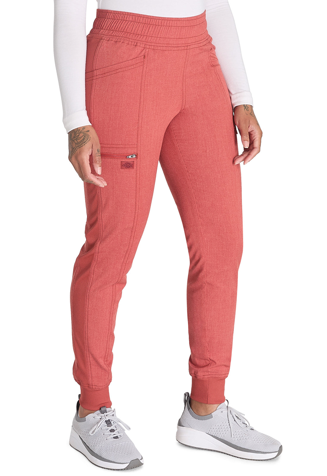 Balance DK155 Mid Rise Jogger Pants Heather Clay Model Image Left Side | Dickies