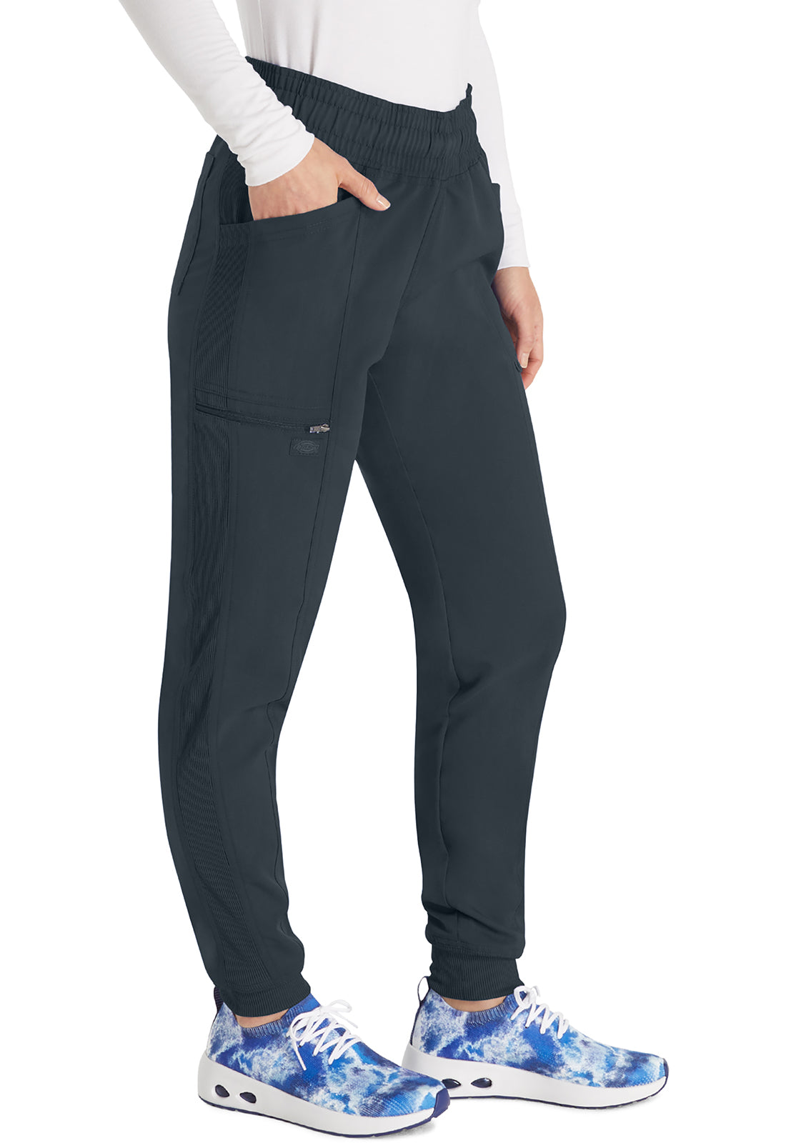 Balance DK155 Mid Rise Jogger Pants Pewter Model Image Left Side | Dickies