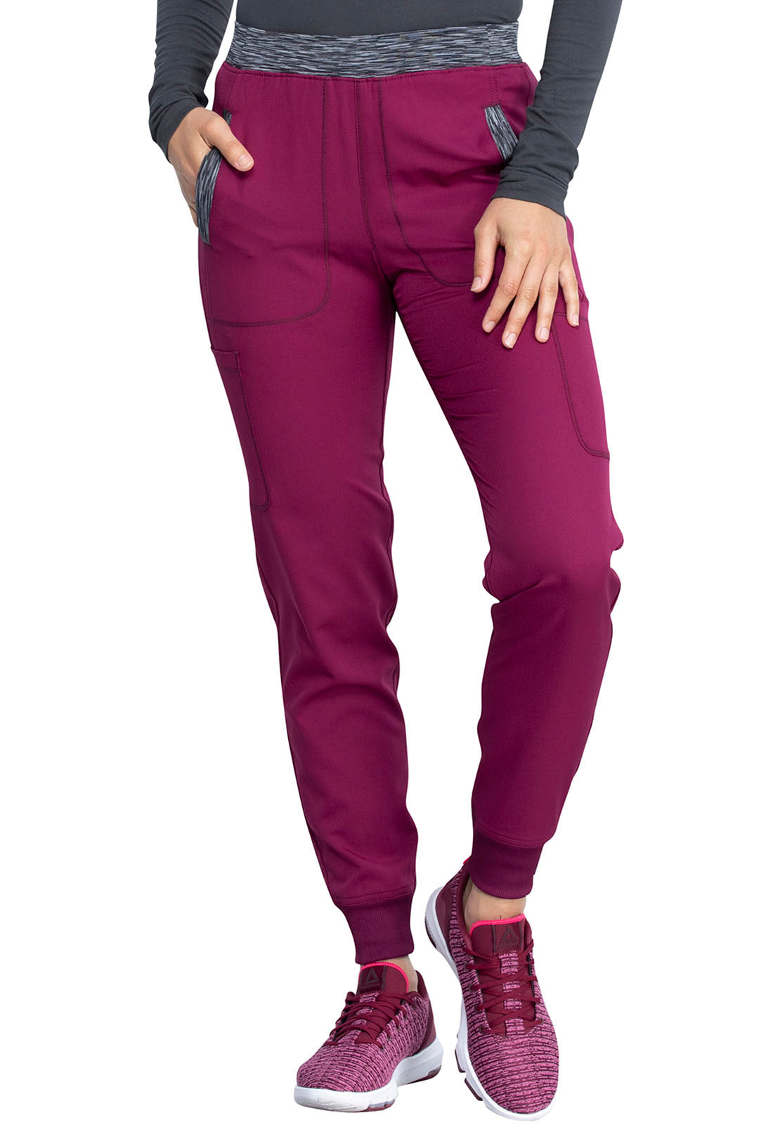 Dynamix DK185 Natural Rise Tapered Leg Jogger Pants Wine Model Image Front | Dickies