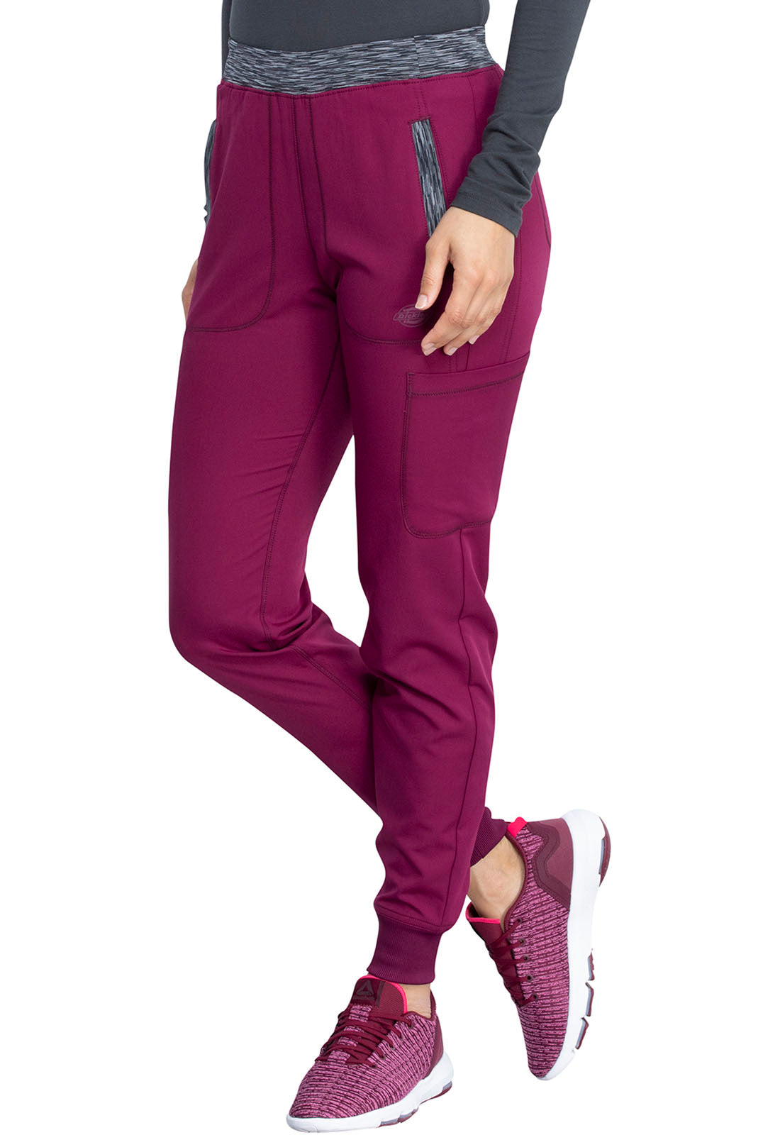 Dynamix DK185 Natural Rise Tapered Leg Jogger Pants Wine Model Image Right Side | Dickies