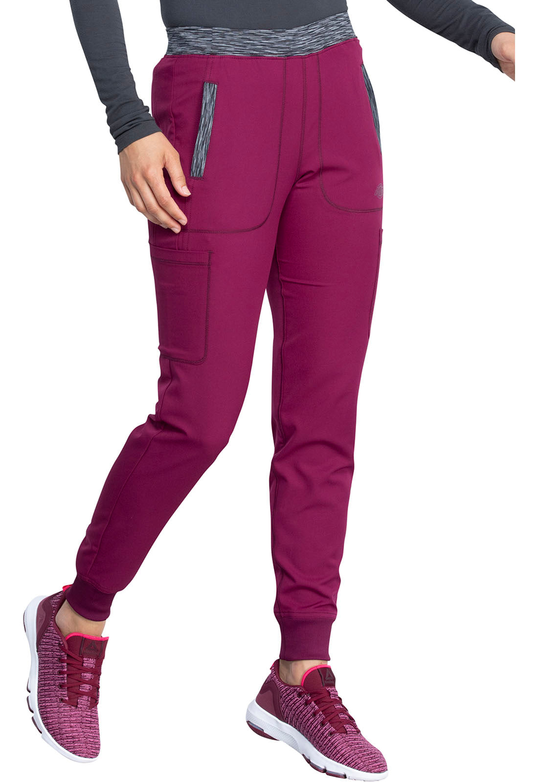 Dynamix DK185 Natural Rise Tapered Leg Jogger Pants Wine Model Image Left Side | Dickies