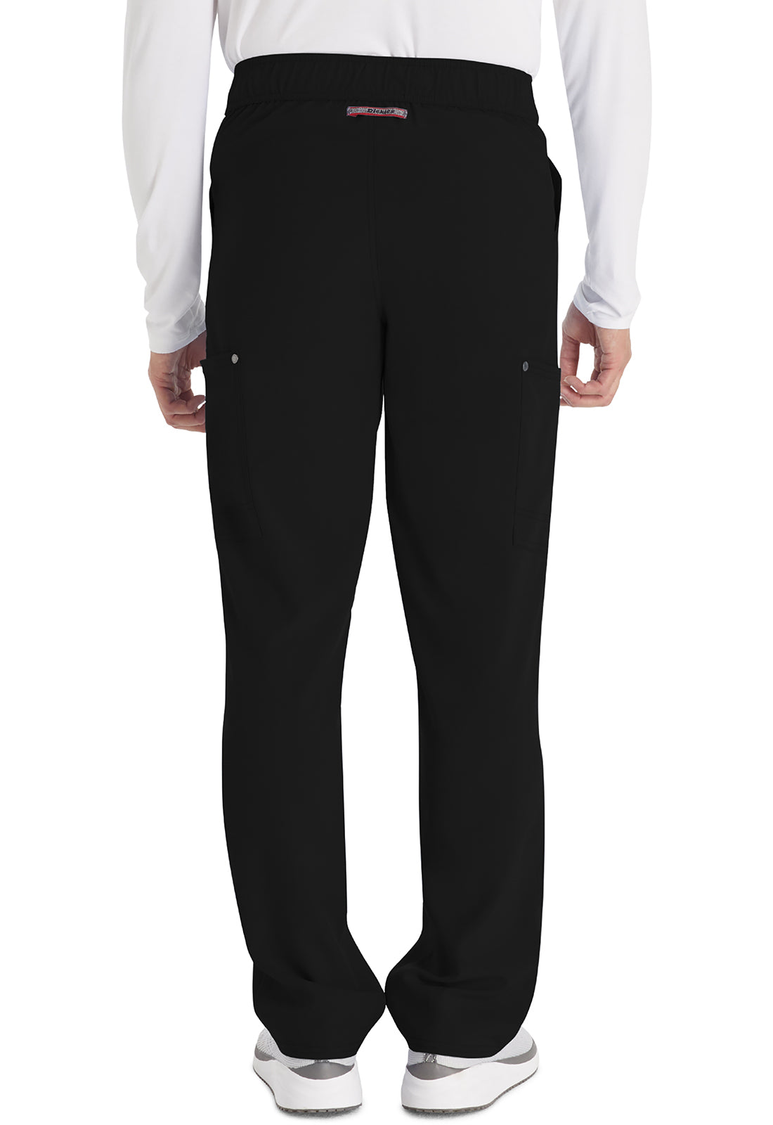 EDS NXT DK216 Men's Mid Rise Zip Fly Straight Leg Pants Black Model Image Back | Dickies