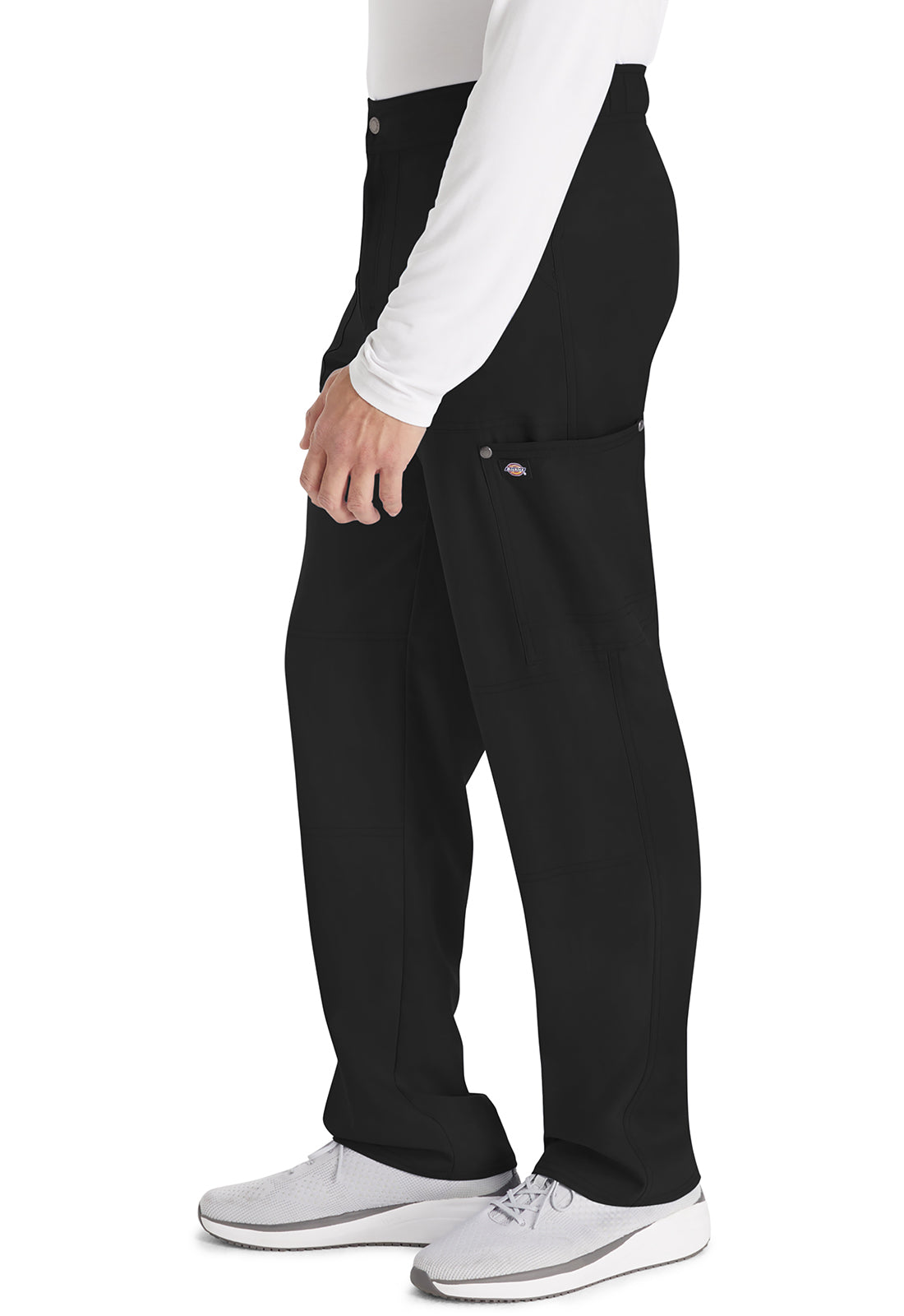 EDS NXT DK216 Men's Mid Rise Zip Fly Straight Leg Pants Black Model Image Right Side | Dickies