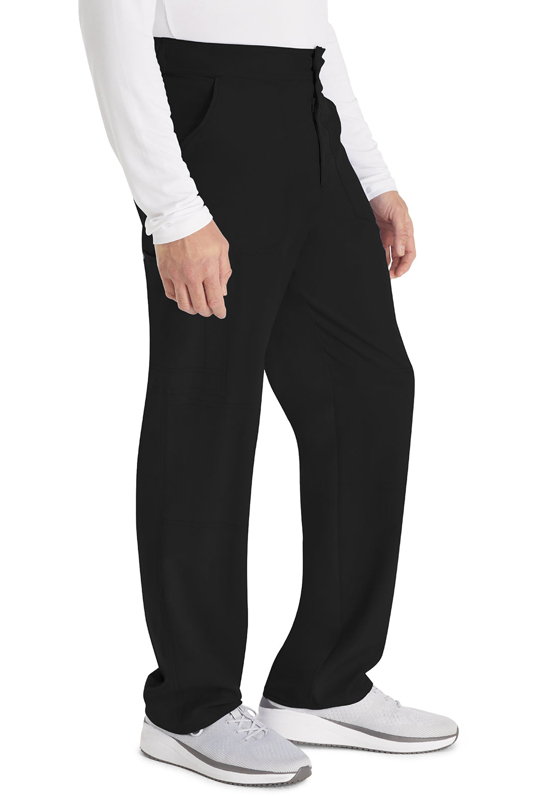 EDS NXT DK216 Men's Mid Rise Zip Fly Straight Leg Pants Black Model Image Left Side | Dickies