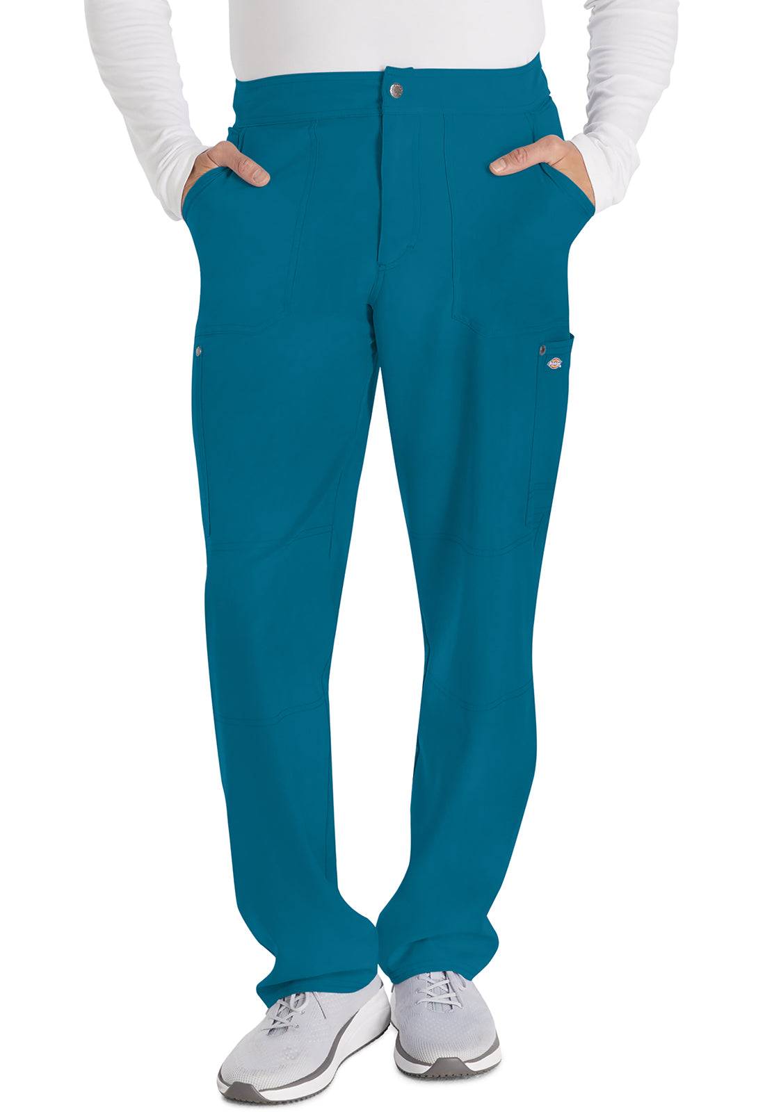 EDS NXT DK216 Men's Mid Rise Zip Fly Straight Leg Pants Caribbean Blue Model Image Front | Dickies