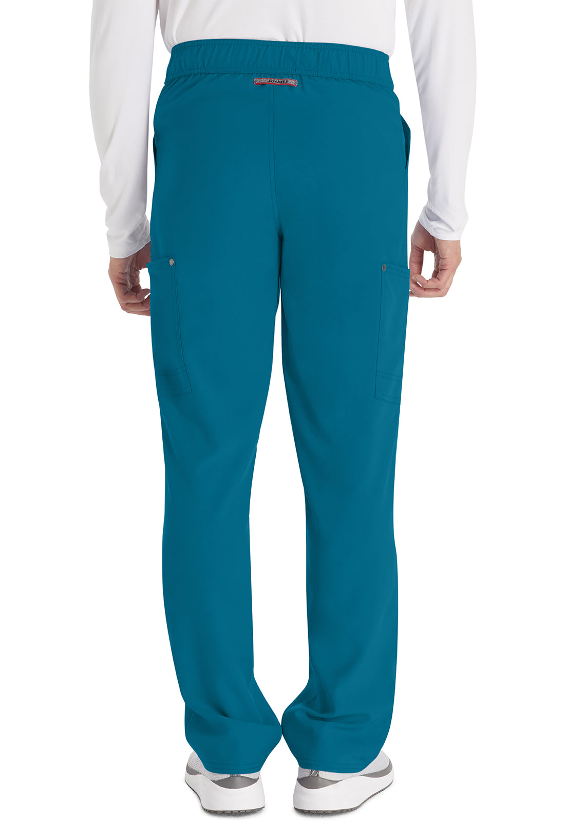 EDS NXT DK216 Men's Mid Rise Zip Fly Straight Leg Pants Caribbean Blue Model Image Back | Dickies