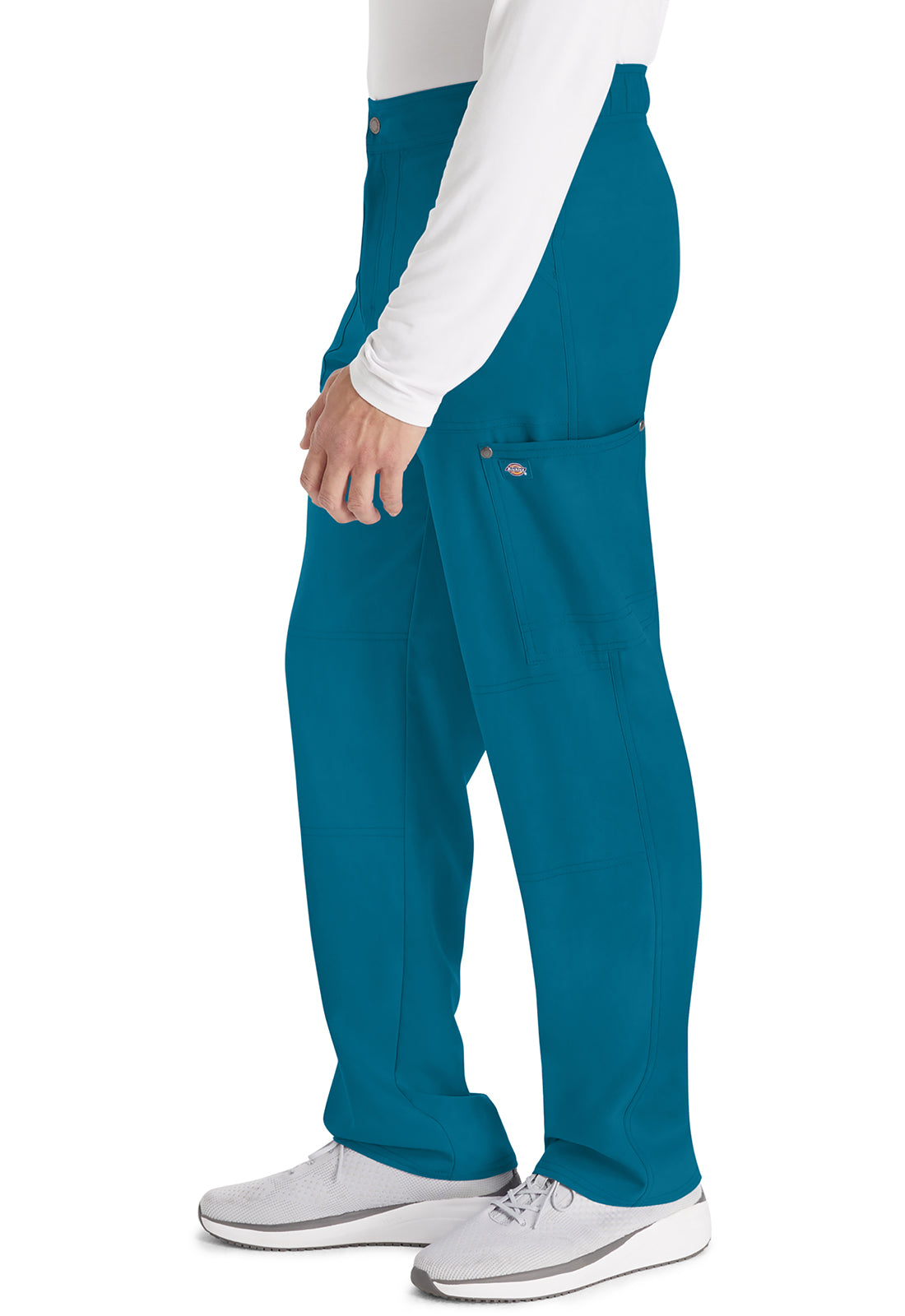 EDS NXT DK216 Men's Mid Rise Zip Fly Straight Leg Pants Caribbean Blue Model Image Right Side | Dickies