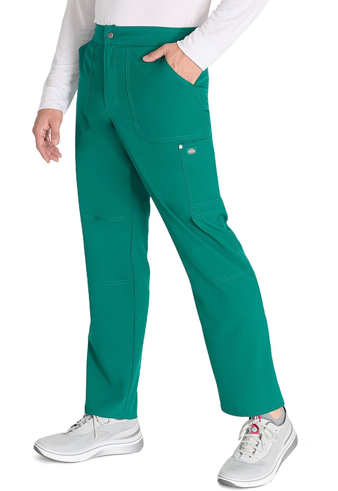 EDS NXT DK216 Men's Mid Rise Zip Fly Straight Leg Pants Hunter Green Model Image Right Side | Dickies