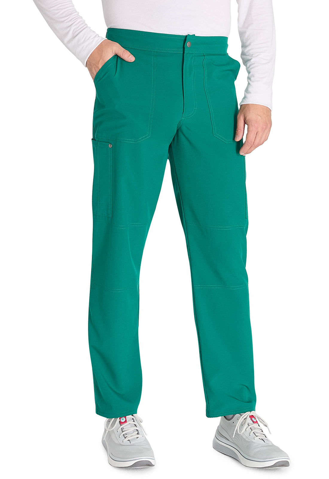 EDS NXT DK216 Men's Mid Rise Zip Fly Straight Leg Pants Hunter Green Model Image Left Side | Dickies