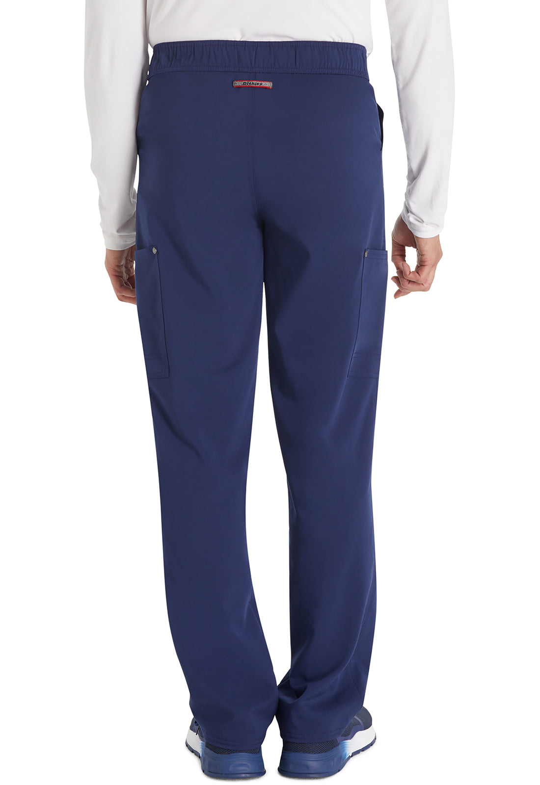 EDS NXT DK216 Men's Mid Rise Zip Fly Straight Leg Pants Navy Model Image Back | Dickies