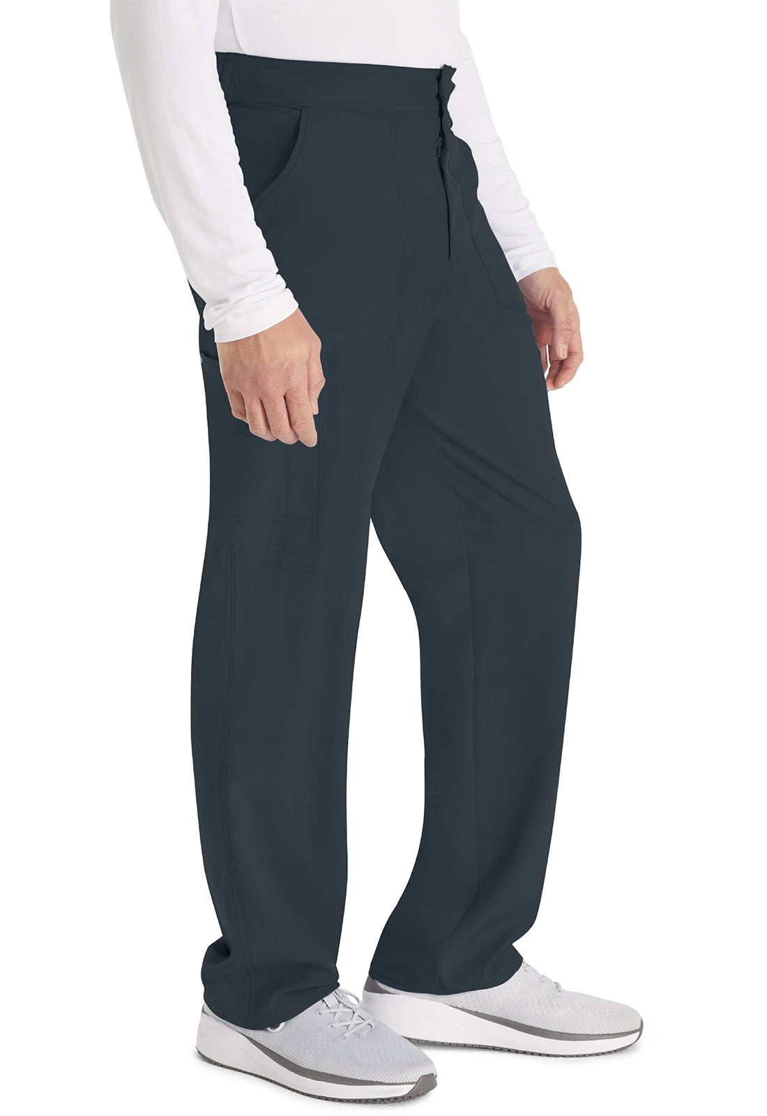 EDS NXT DK216 Men's Mid Rise Zip Fly Straight Leg Pants Pewter Model Image Left Side | Dickies