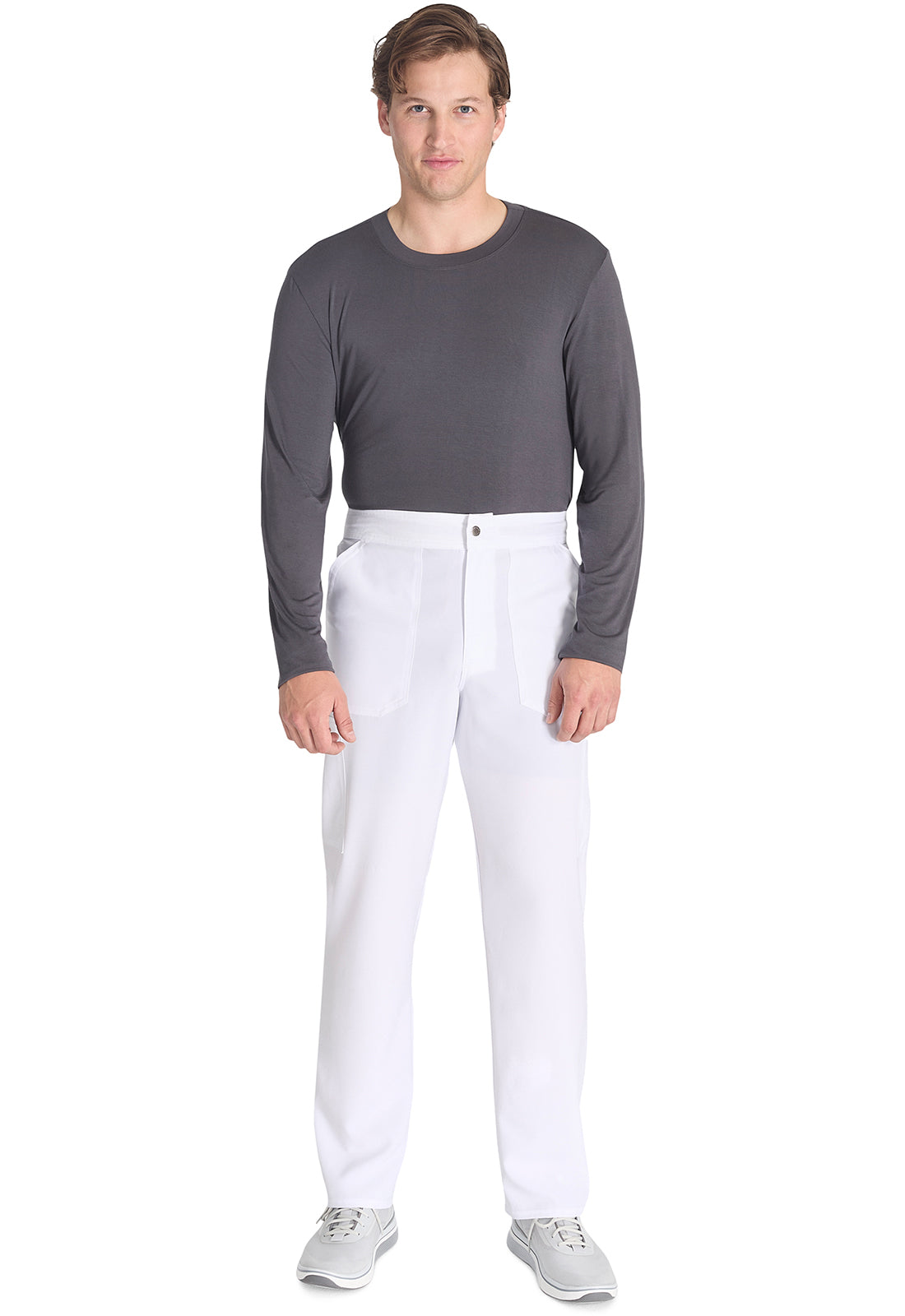 EDS NXT DK216 Men's Mid Rise Zip Fly Straight Leg Pants White