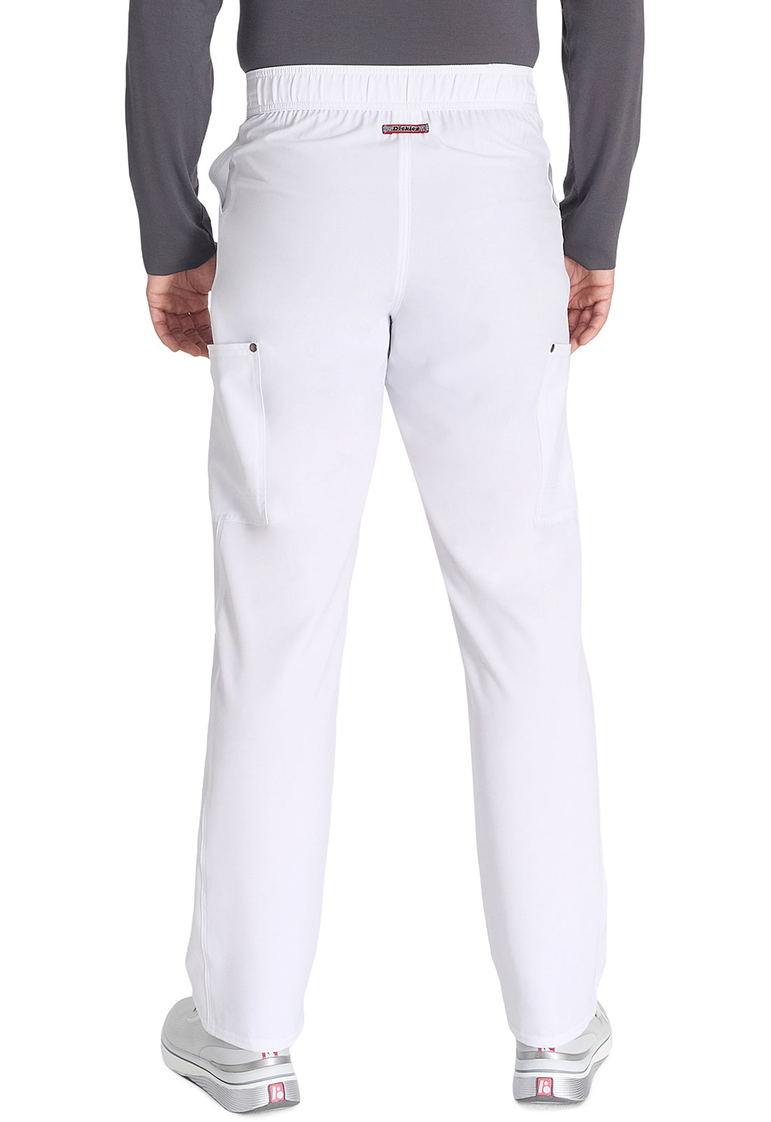 EDS NXT DK216 Men's Mid Rise Zip Fly Straight Leg Pants White Model Image Back | Dickies