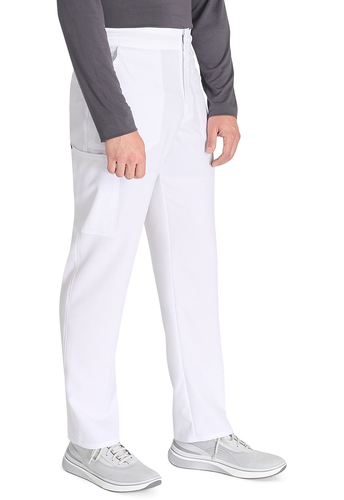 EDS NXT DK216 Men's Mid Rise Zip Fly Straight Leg Pants White Model Image Left Side | Dickies