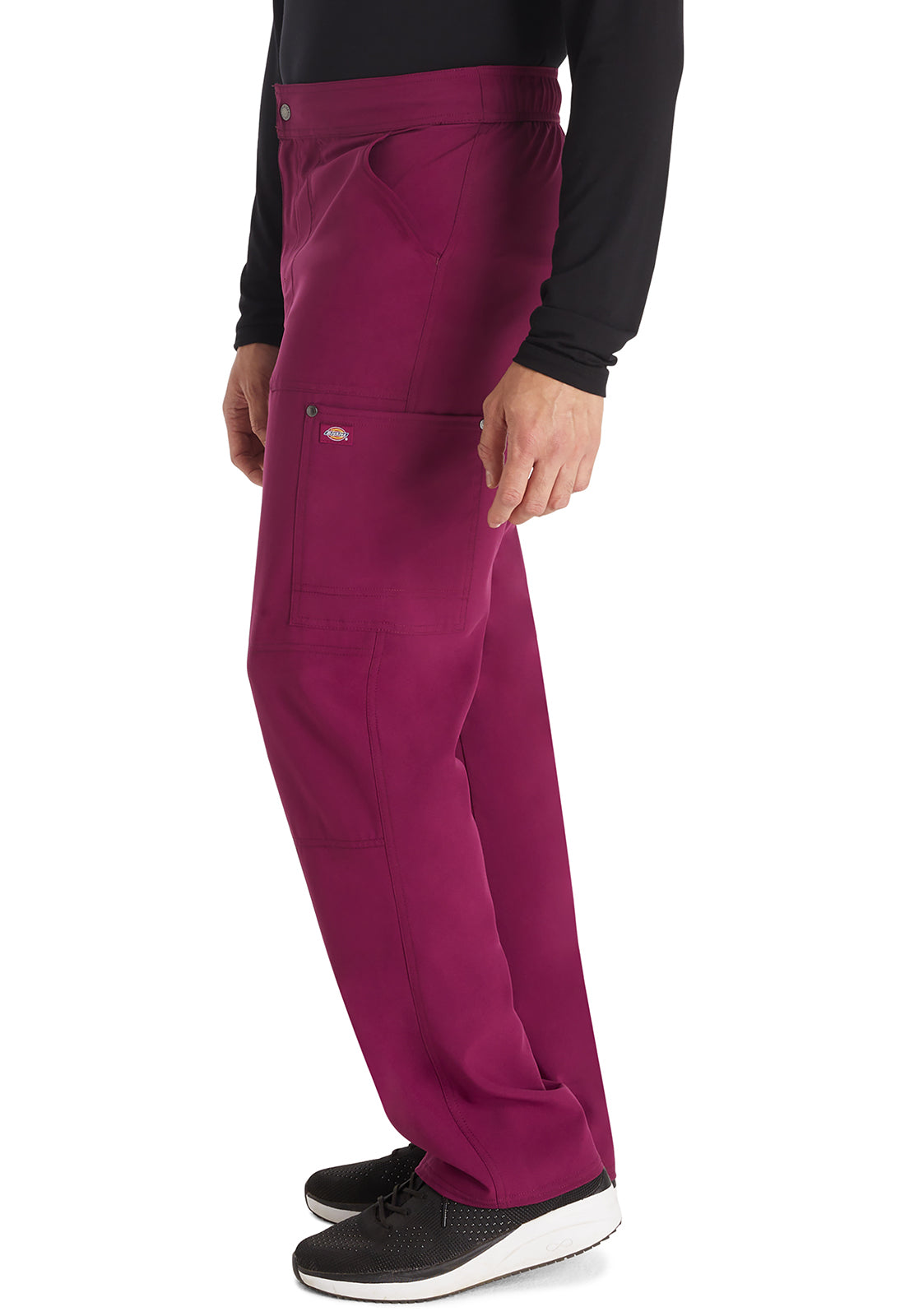 EDS NXT DK216 Men's Mid Rise Zip Fly Straight Leg Pants Wine Model Image Right Side | Dickies