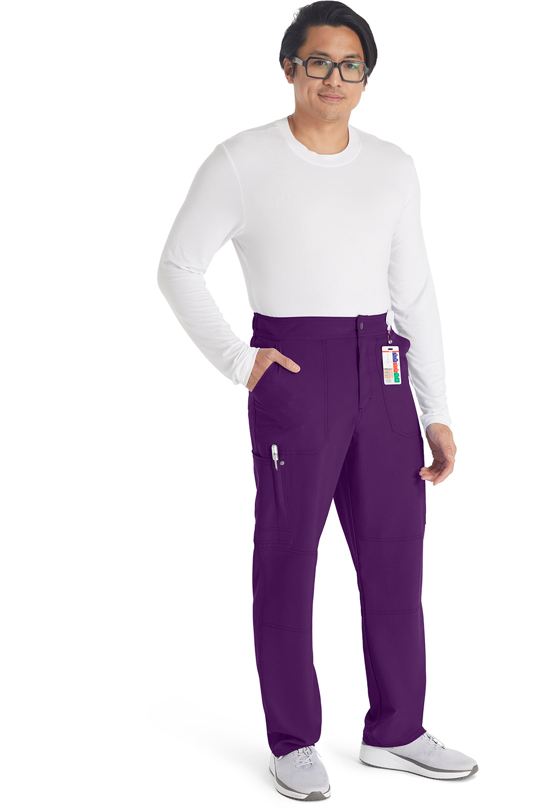 EDS NXT DK216 Men's Mid Rise Zip Fly Straight Leg Pants Eggplant