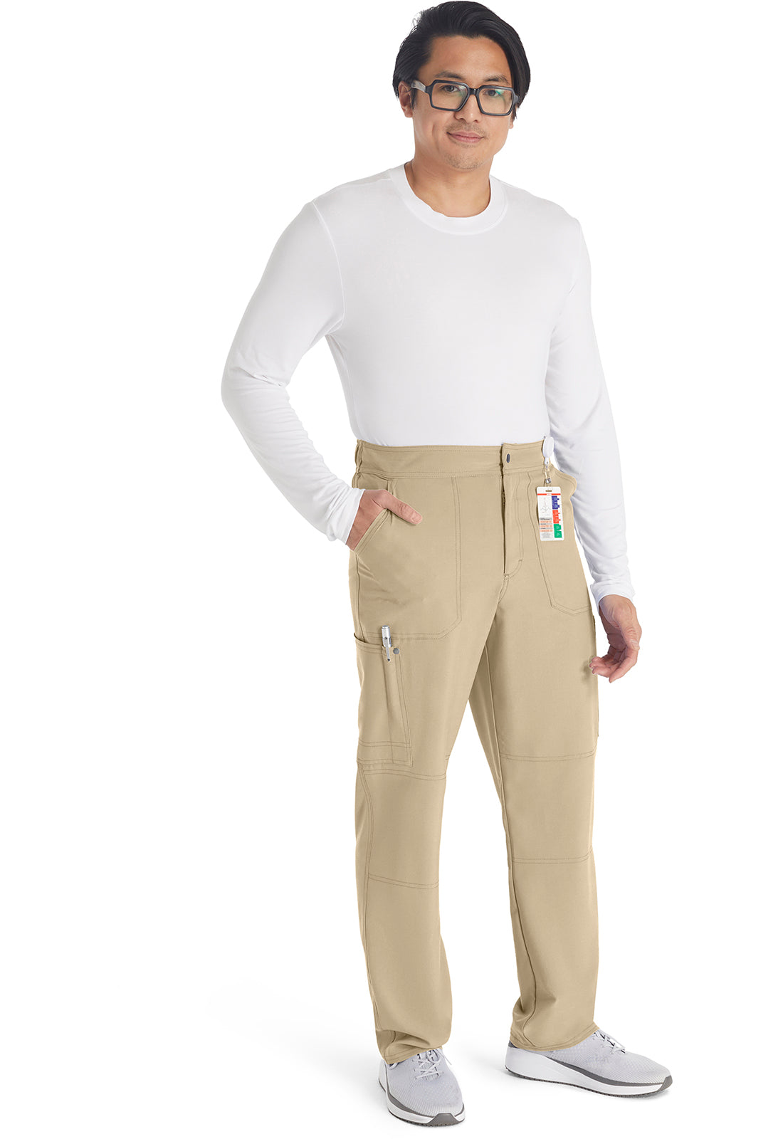 EDS NXT DK216 Men's Mid Rise Zip Fly Straight Leg Pants Khaki