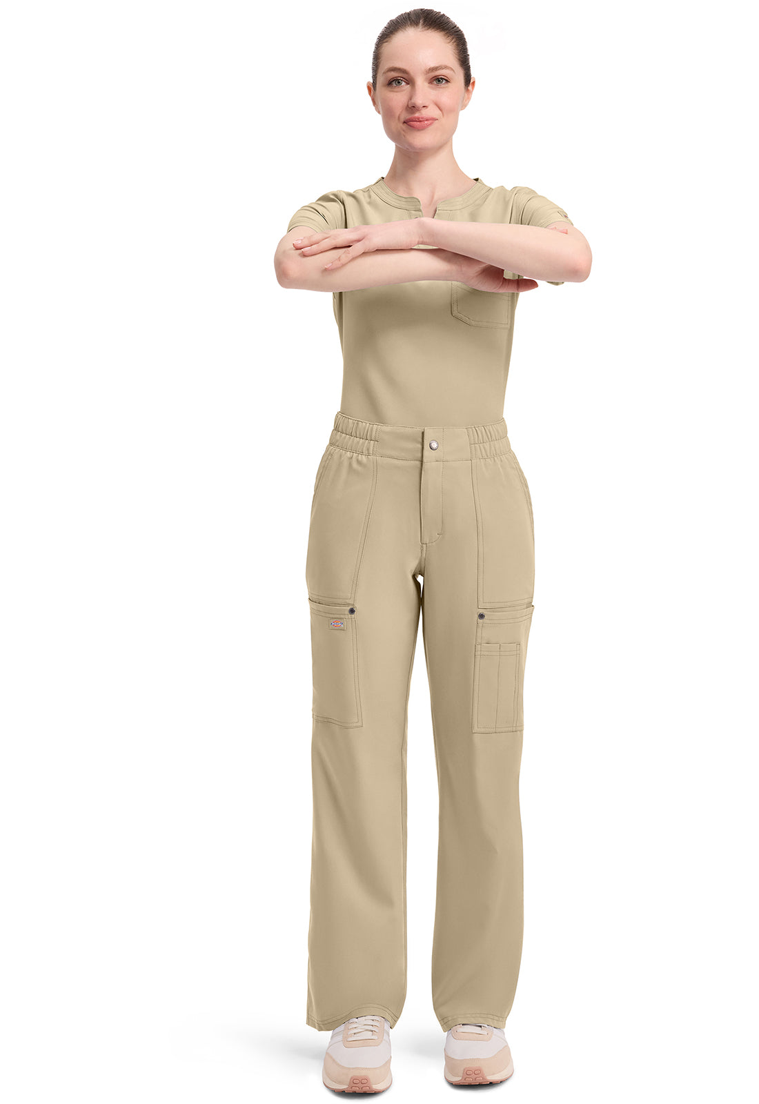 EDS NXT DK219 Mid Rise Zip Fly Wide Leg Cargo Pants Khaki