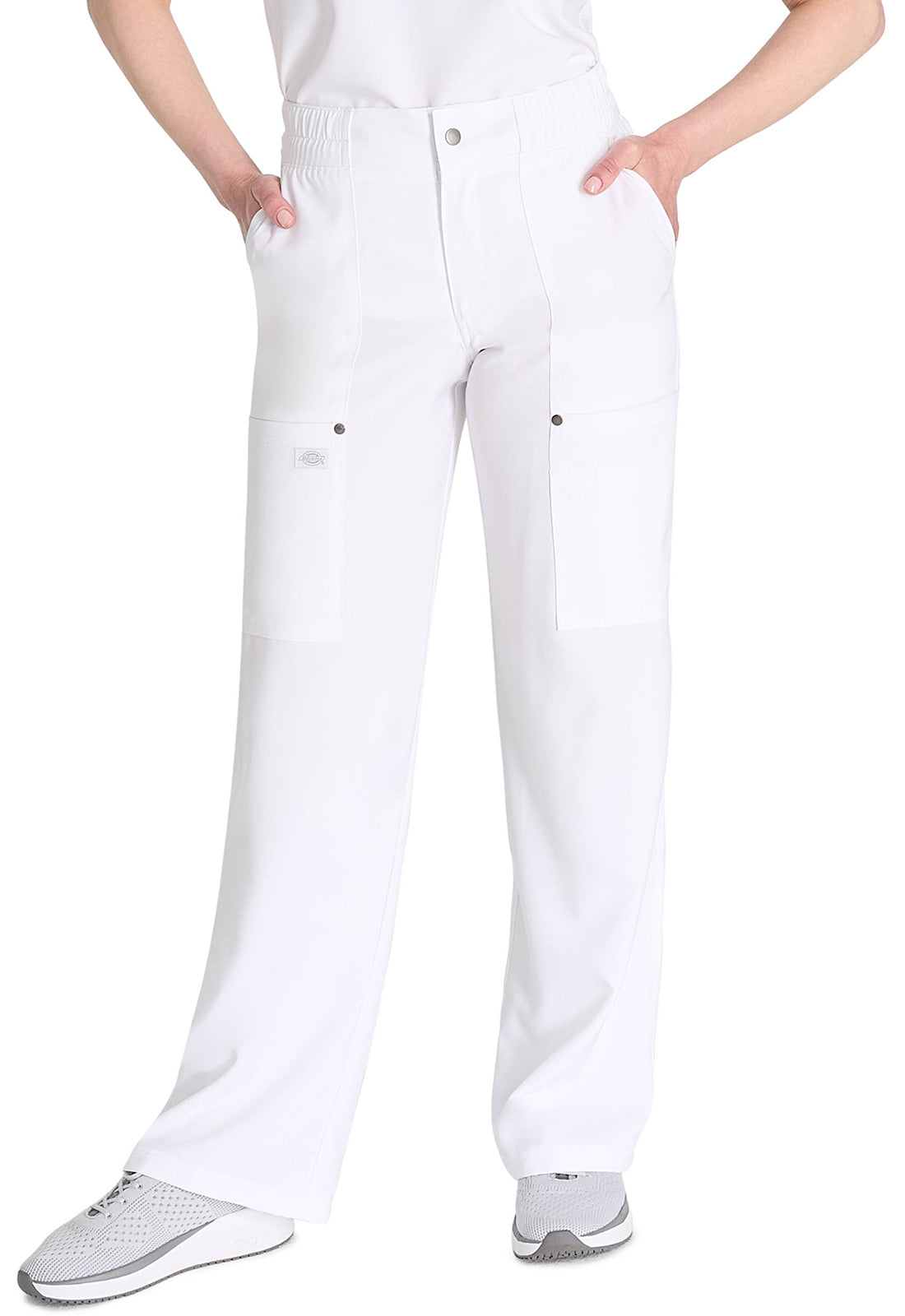 EDS NXT DK219 Mid Rise Zip Fly Wide Leg Cargo Pants White