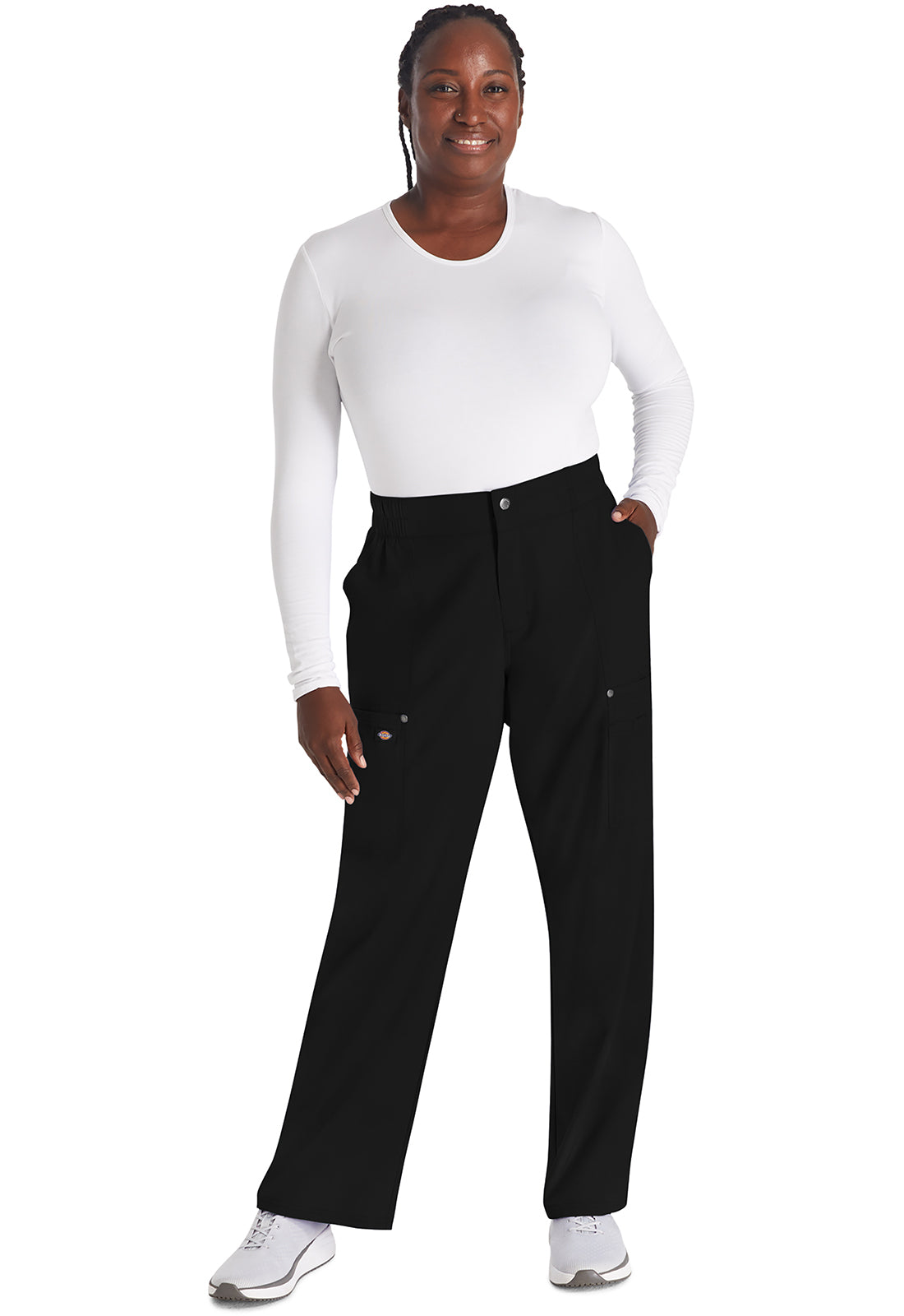 EDS NXT DK219 Mid Rise Zip Fly Wide Leg Cargo Pants Black